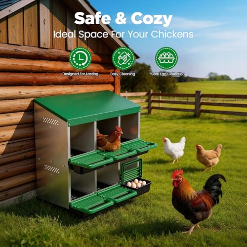 Eggluuz Chicken Nesting Box, 6 Compartments Egg Laying Nests Boxes for Hens - size: 6 Holes