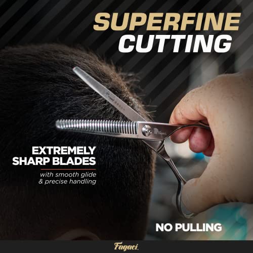 Fagaci Professional Thinning Shears 6" 440C Thinning Scissors Sharp Blades | Premium 440C steel, master sharpened to a razor edge for fine, precise cuts, For salon and home use, Case and cloth included