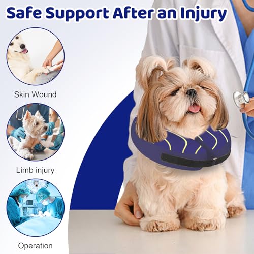 Adjustable Inflatable Dog Cone Collar for Surgery Recovery, Soft Cone for Dogs & Cats, Portable & Washable Dog Donut Collar, Small Cat Cone E Collar (Indigo XS) - color: Purple Sunburst, size: XS