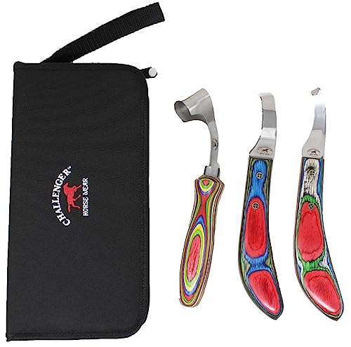 CHALLENGER Horse Farrier Tool 3-Piece Horse Equine Farrier Hoof Grooming Shoe Care Tool Kit w/Carry Bag 984142