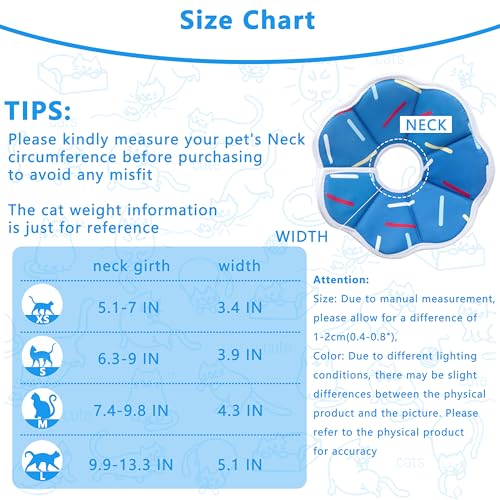 Soft Adjustable Cat Cone Collar, Comfortable Cat Recovery Collar - color: Blue Stripe, size: Large