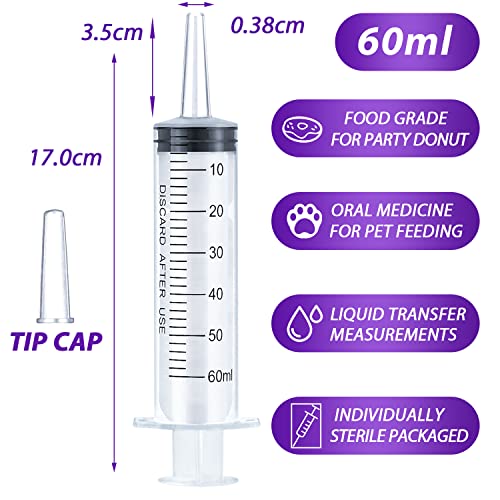 60ml Syringe for Liquid, Oral, Scientific Labs, Measurement, Dispensing, Catheter Tip with Cap- 10 Pack 60ml Syringes - style: 60 ml