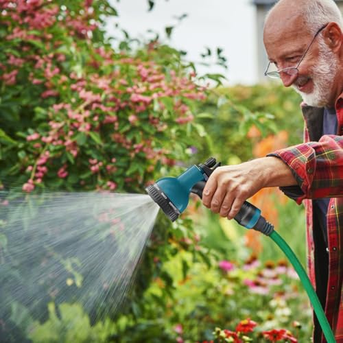 Besiter Garden Hose Nozzle Sprayer: 2 Pack 10 Watering Patterns Spray Nozzles Heavy Duty Hose Head Hose Attachment Bule - color: Blue Blue