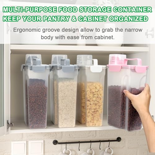 Pet Dog Cat Food Storage Container 5 to 7 lbs with Can Cover and Mixing Spoon, Airtight Pet Food Storage Dispenser with Large Spout & Measuring Cup for Kibble Dog Treat Bird Seed Container -Pink - color: Pink 6Qt