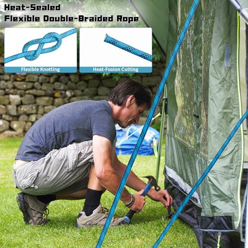 1/2 Inch 100ft Double Braided Polyester Arborist Rope, Heavy Duty Nylon Rope for Anchor, Tree Work, Cargo, Pulling, Sailing (Blue) - size: 1/2in x 100ft, style: Blue