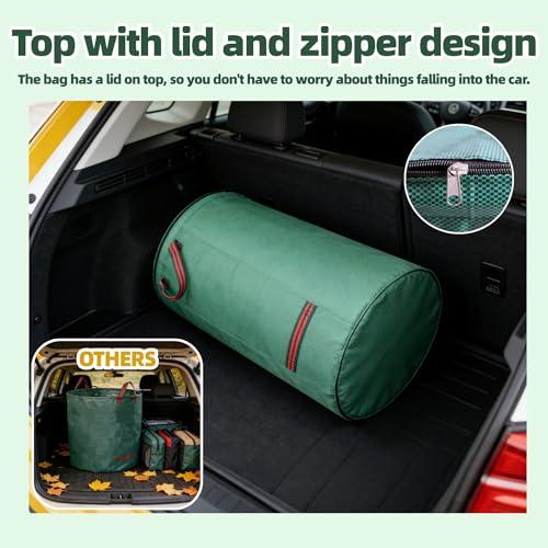 2 Pack 132 Gallon Extra Large Yard Waste Bags with Lid | Jumbo Reusable Garden Bags with Gardening Gloves, Heavy Duty Collapsible Lawn Bag Holder for Massive Leaves & Debris - size: 2-Pack Bags & 1 Pair of Gloves