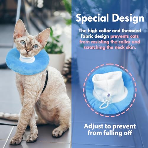 Cat Cone Collar Soft, Adjustable & Lightweight Kitten Elizabethan e Collar to Stop Licking After Surgery, Ideal for Wound Recovery, Durable & Machine Washable, Blue Small - color: Blue, size: Small(Neck:5.9")
