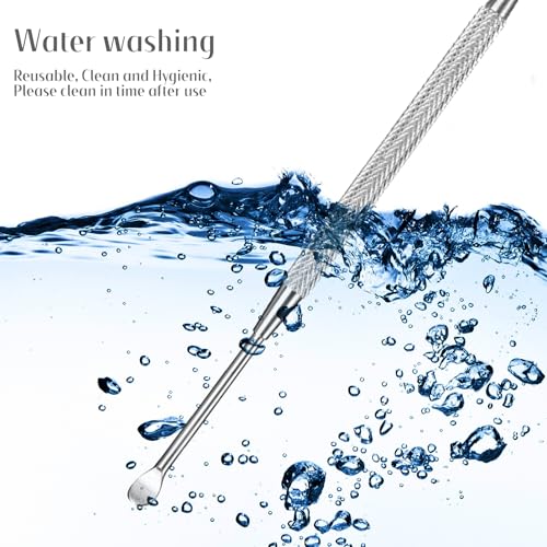 Steel Ear Pick Earwax Remover Spoon Ear Scraper Scratcher Ear Cleaner with Storage Box, 304 Stainless | Ear Cleaner Scraper Ear Spoon, Reusable, Smooth Tip, Fits Storage Case, Silver
