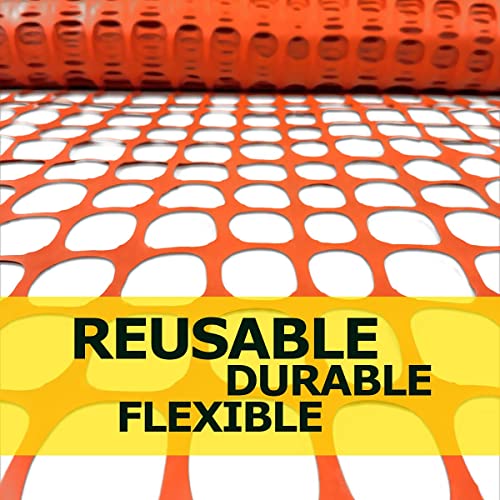 Ashman Plastic Mesh Fence, 4'x50' Feet, 1 Roll, Orange, Construction Barrier Netting, Garden Fencing, Fences Wrap, Above Ground, for Snow, Poultry, Chicken, Deer, Patio, Garden Netting, Orange 50FT. - color: Orange, size: 50 FT