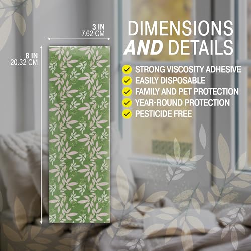 Catchmaster Window Fly Traps 12-Pack, Designed to Disguise House & Fruit Fly, Gnats, Adhesive Strips for Indoor, Disposable Bug Catcher, Insect Sticky Glue Traps, Pest Control for Home & Kitchen - size: 12 Leaf Print Traps