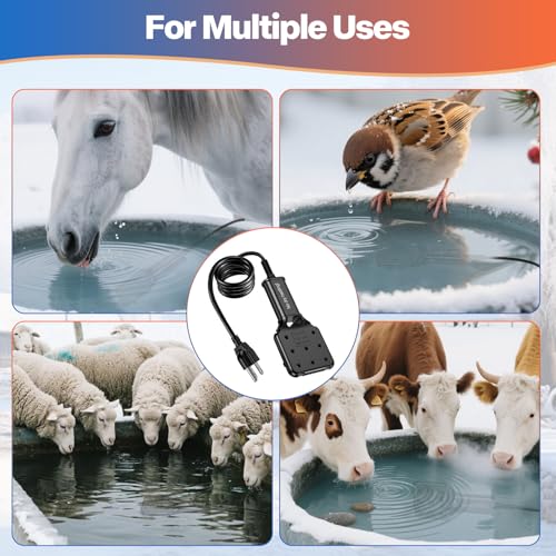 120V 800W Pond De-Icer and Chicken Water Heater for Livestock Tank Heater, Featuring Power-Off Protection, Overheating Protection, GFCI Plug & 9.2FT UL Approved Cord - size: 800 Watt