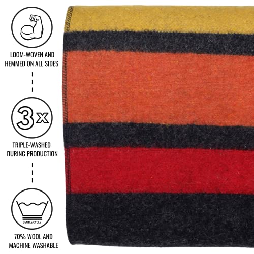 Arcturus Rainier Wool Blanket - Warm, Heavy, Washable, Bed Blanket | Great for Home & Camping (Sunset Peak, King) - color: Sunset Peak, size: King