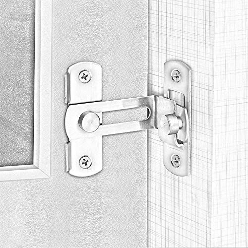 Stainless Steel 90 Degree Flip Door Sliding Latch - Safety Barn Door Lock, Right Angle Curved, Corrosion Resistant