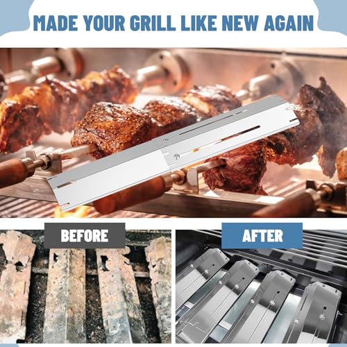 Universal Stainless Steel Adjustable Grill Heat Plates Heat Tents Heat Shields Grill Burner Cover,Compatible with Charbroil, Nexgrill, Brinkmann, Dyna Glo etc.,Extends from 11.75" up to 21" L, 4 Pack - size: 4-Pack