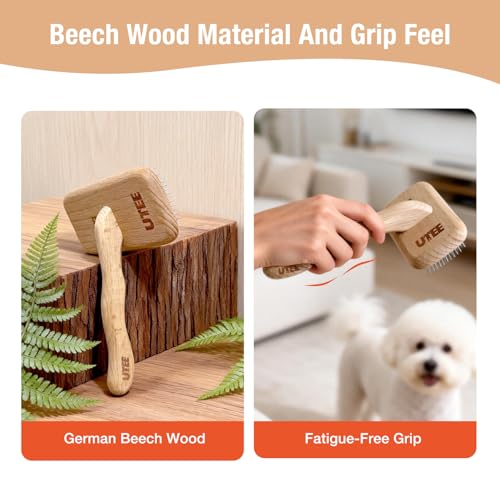 UTEE Slicker Brush for Dogs & Cats - Professional Pet Grooming Tool with 120° Angled Pins - Best for Goldendoodles, long-haired cats & Medium Breeds - Removes Mats, Tangles & Loose Fur