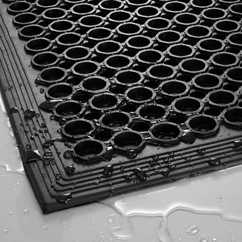 GRIDMANN Rubber Floor Mat, 36" x 24" Anti-Fatigue Drainage Mat, Non-Slip and Grease Resistant for Restaurants, Commercial Kitchens, Bar Floors, Black - size: 36"L x 24"W x 0.4"Th