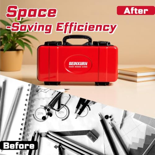 Geinxurn 3 Pieces Metal 11 Inches Steel Tool Organizer Portable Toolbox Red, Black and Yellow, Durable ABS Tool Storage with Plastic Handle and Double-Buckles - color: 3PCS