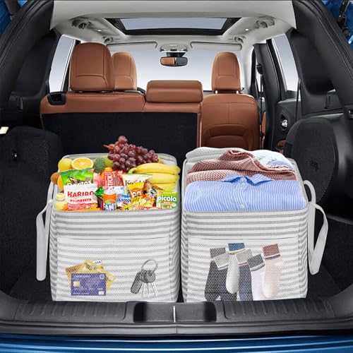 LHZK Standing Extra Large Utility Tote Bag with Metal Wire Frame and the Sides Rinforced, Extra Large Tote Bag with Handle, Reusable Grocery Bags Foldable, Beach Bag, Car Tote (Grey, 26''x15''x13'') - color: Gray, size: 26''x15''x13''-1 Pack