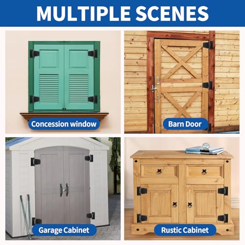 Black Gate Hinges Shed Hinges Heavy Duty Gate Hinges for Wooden Fences Barn Door Hinges for Wood Outdoor 3.5inch with Screws (Pack of 6)