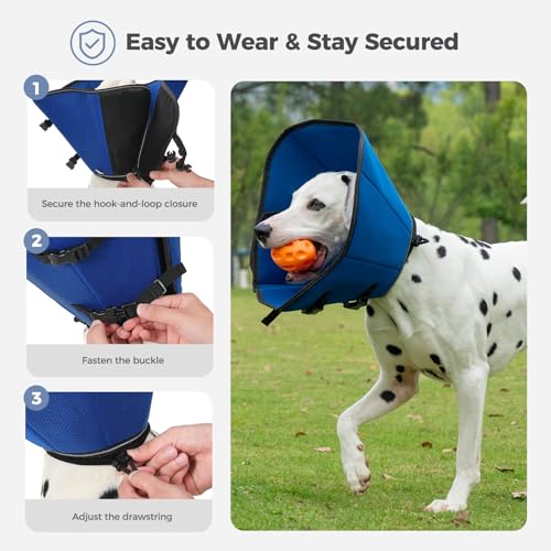 Avont 2026 Upgraded Dog Recovery Collar, Breathable Elizabethan Collar, M | Soft Dog Cone Alternative After Surgery to Stop Licking, Foldable/Adjustable/Secure-Fit for Medium Large Dogs, Blue - color: Blue, size: M Neck:(11.8"-13.8") Depth:(9.1")