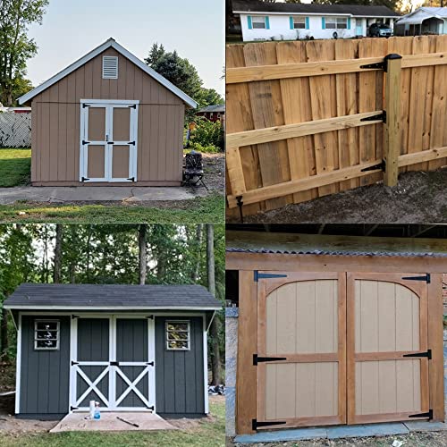 HILLMASTER 6 Inch T-Strap Heavy Duty Shed Door Hinges Gate Strap Hinges Black Tee Hinge Wrought Hardware for Wooden Fences,Yard,Barn Door,Rustproof (4 Pack) - size: 6in 4Pack