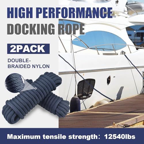TetherTite Boat Dock Lines 5/8 Inch 20/25/30 Ft,Double Braided Nylon Boat Dock Lines with Loop, Mooring Line Marine Rope (5/8" x26') - size: 5/8"x26'