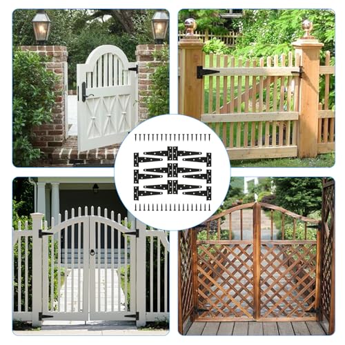 T Strap Hinges Heavy Duty, Shed Door Gate Hinges(Black) (12, 12 Pcs *6 inch) - size: 12 Pcs *6 inch