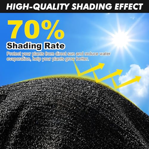 70% Black Garden Shade Cloth Roll for Plants, 6' x 100 FT | Sun Shade Cover Fabric Roll, UV Block Shades Netting Mesh, Privacy Fence Screen for Greenhouse, Backyard, Patio - size: 6' x 100 FT-70%