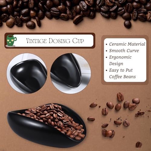 3pcs Coffee Bean Dosing Cup Set, Ceramic Cup Dosing Spoon Spray Bottle | Coffee Bean Dosing Cup Set in Gift Box, Static Reduction Precise Measuring for Espresso Tea Coffee Bar Accessories Kit - color: Black
