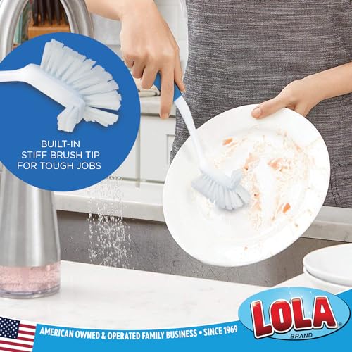 LOLA Pro Utility All Purpose Kitchen Cleaning Brush, Durable Bristles, Comfort Ergonomic Rubber Non-Slip Grip, Built-in Food Scraper, 1 Count - color: Utility All Purpose Brush, size: 1 Count