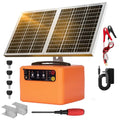 30 Miles/48km Solar Electric Fence Charger,15W Solar Powered Fencer with Adjustable 6KV to 12KV Output (0.3J-1.5J),Battery Level LCD Display,All-Weather Kit for Livestock,Deer,Farm,Yard