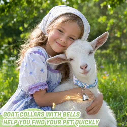 5 Pack Floral Goat Collars Adjustable Grazing Collar with Copper Bells | Anti-Lost Loud Bronze Bell for Farm Animals Sheep Cows Goats Accessories - color: 5 Pack