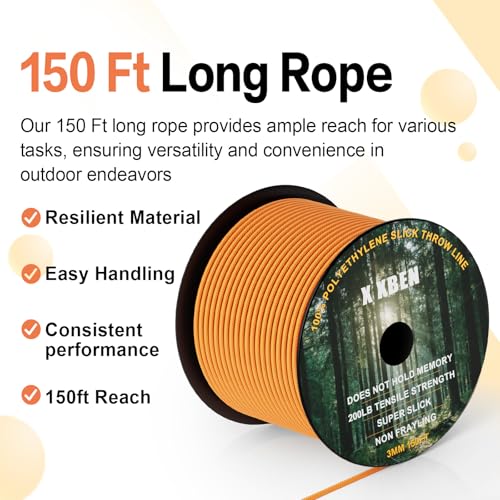 X XBEN Arborist Throw Line Kit with Slick Rope, Throw Weight, Reflective Storage Bag, Suit for Tree Cutting,Camping, Trimming, Hanging Swing, Forestry Tree Gear for Low and High Limb Throwing - size: 150FT Rope with 15 Oz Throw Bag