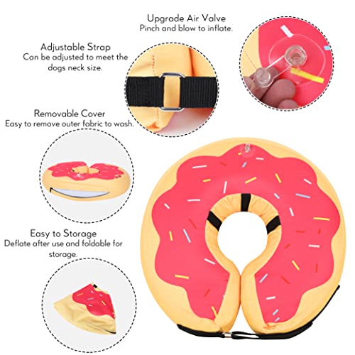 MIDOG Inflatable Dog Cone, Donut Recovery Collar After Surgery, X-Large | Soft inflatable donut e-collar; stops licking after surgery; pet eats & sees normally; neck 21-24 in (XL); not for chewers - color: DarkPink, size: X-large (Neck:21"-24")
