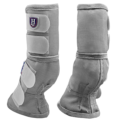 Harrison Howard Horse Leg Guard Stomp Reduction Hook and Loop Closures Rubbing Prevention - color: Silver Grey, size: Arab Medium (Pack of 4)