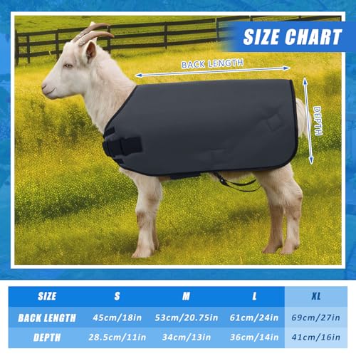 Shinylin Goat Blanket for Winter Sheep & Calf Blanket, Gray, Size XL | Waterproof Goat Blanket with Soft Fleece Lining and Adjustable Straps for Winter Warmth, Show Goats and Pets