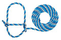 Weaver Livestock Braided Poly Rope Cattle Halter, Adjustable Cow Calf Halter, Livestock Handling Equipment for Showing, Dark Blue/Hurricane Blue/Gray - color: Dark Blue/Turquoise/Gray, size: One Size
