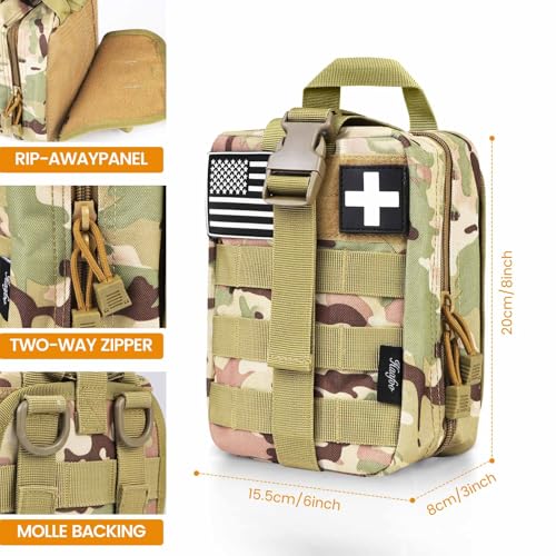 Medical Molle Pouch Tactical - 1000D Nylon First Aid Pouch, Big Capacity EMT Pouch Utility, Heavy Duty Military Grade Rip-Away Ifak Pouch for Home and Outdoor Activities（Bag Only - color: Multicam