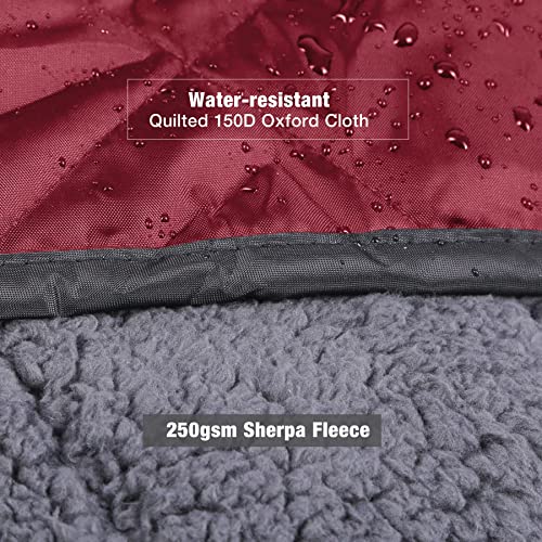 REDCAMP Large Outdoor Blanket 79"x79" Sherpa Fleece Lining, Wine Red | Cold Weather Warm Thick Outdoor Blanket Comfy Foldable & Windproof for Camping Stadium,Car,Picnics,Pet,Trip,Machine Washable - color: Red/79''x79''
