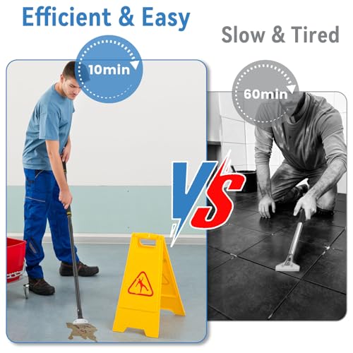 Floor Scraper Long Handle, 31"- 58" Razor Blade Floor Scraper Heavy Duty Tool with 10 Blades for Cleaning Wall Razor Glass Wall Gum Paint Tile Glue Adjustable Metal Pole (58)