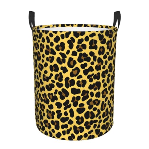 Laundry Basket Golden Leopard Print Collapsible Large Capacity, 63L Dirty Clothes Basket Durable Lightweight Hamper With Handles Ideal For Clothes,Toys Home Organization19.6 * 15.7in - color: leopard