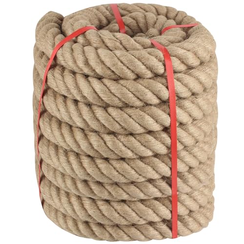 Twisted Manila Rope 2 in x 100 ft Natural Ropes Thick Hemp Rope for Railing Docks Tug of War Decorating Crafts Nautical Landscaping Swing Hammock - size: 2inch x 100feet