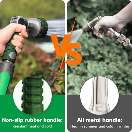 RESTMO Heavy Duty Hose Nozzle, Metal Garden Water Hose Sprayer | 7 Watering Patterns, Thumb Control, On Off Valve, Leak Proof Nozzle Sprayer for Watering Plants, Car & Pet Washing, Green - color: Green