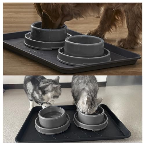 PetLike Boot Tray for Entryway Indoor, Pet Food Mat, 23 x 15.5 inch 2 Packs, Waterproof Heavy Duty Shoe Tray for Indoor and Outdoor, Multi-Purpose Trays for Boots, Shoes, Pets, Garden - color: Black, size: 23x15.5 INCH