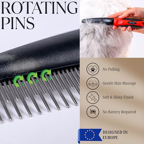 Poodle Comb with Rotating Teeth - 5-in-1 Dog Dematting Tool - Used for Small Size Breeds and Puppies - Cat Comb for Shedding and Deshedding - size: Rotating Comb