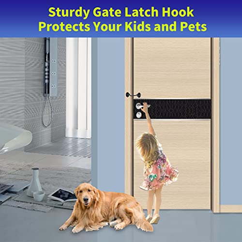4" Hook and Eye Latch 6-Pack, Heavy Duty Solid Stainless Steel Cabin Privacy Hooks Latch with Mounting Screws for Barn Doors, Bathrooms, Sliding Doors, Sheds, Blinds, Bedrooms. (Black)