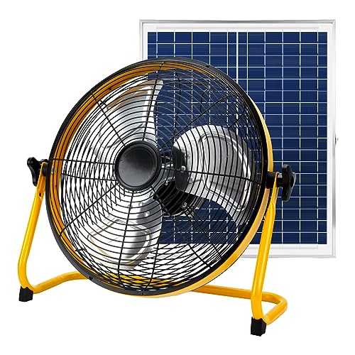 Solar Powered Rechargeable Fan 16", Whisper Quiet 15dB, 50Hr Runtime for Home Office Camping