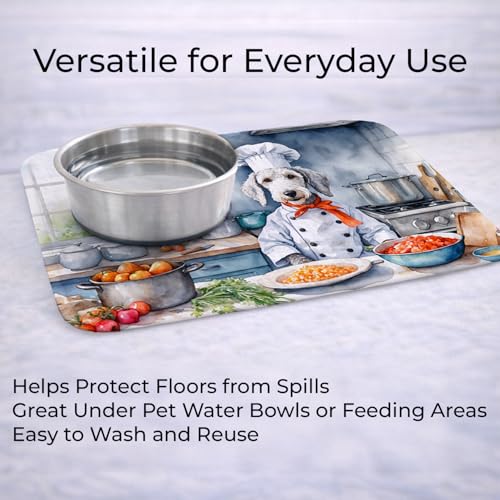 Caroline's Treasures Bedlington Terrier The Chef Memory Foam Kitchen Mat Machine Washable Anti-Fatigue Mat Cushion Comfort Bath Mat or Kitchen Rug - color: Bedlington Terrier 6199