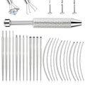 2Pcs Piercing Ball Grabber Tool for Changing Jewelry, Stianless Steel Flat Back Earring Applicator Internally Threaded Push Pin Piercing Grabber Tool - color: Silver-C