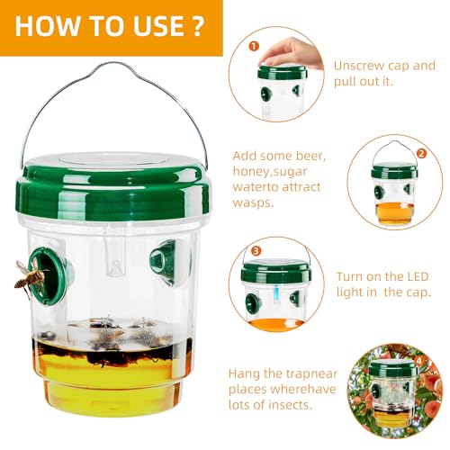 2 Pack Solar Wasp Trap Outdoor Hanging